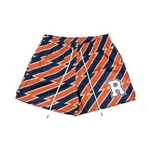 กางเกงขาสั้นตาข่ายสไตล์ไฮสตรีทพร้อมแผ่นผ้ากำมะหยี่สำหรับใส่5in กางเกงเอวขนาดกลางพิมพ์ลายด้วยการระเหิดหลากสี - Product Image 3