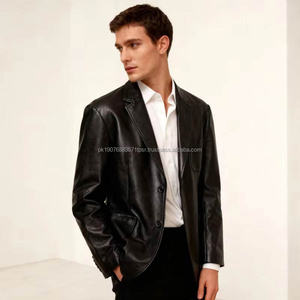 เสื้อแจ็คเก็ตหนังแบบยูนิเซ็กซ์ สวมใส่สบายสำหรับฤดูหนาว คอทรงโอ ปิดด้วยซิป ความยาวปกติ มีโลโก้ที่อก ผ้าถักน้ำหนัก 220 กรัม - Product Image 1