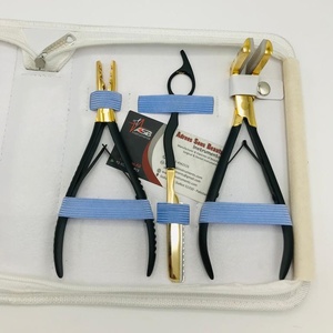 Kit d'outils d'extension de cheveux professionnel or noir Micro-lien pinces Clips ciseaux boucle bande pince acier inoxydable de haute qualité - Product Image 2