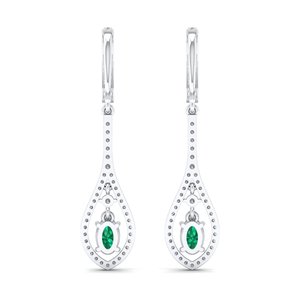 REYES Boucles d'oreilles en moissanite certifiée GRA en or étincelant 14K pour femmes, taille ovale, bijoux en pierres précieuses émeraude 1ct - Product Image 4