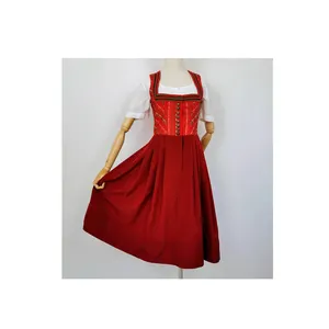 Оптовая продажа, женское платье из 100% хлопка, платье с принтом и пуговицами спереди, женское баварское платье в уникальном стиле