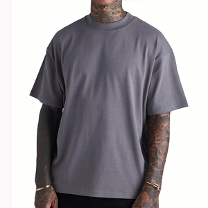 NUEVA camiseta personalizada para hombre 100% algodón 250 gramos BOXY FIT camiseta caída hombro cuello acanalado extendido streetwear camiseta lisa - Product Image 1
