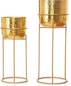 Pot martelé en métal rond fabriqué à la main affichage décoratif intérieur et extérieur polyvalent pour salon chambre bureau jardin - Product Image 3