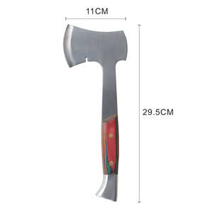 Hache de survie de qualité industrielle pour le camping et le jardinage, avec lame en acier à haute teneur en carbone, manche en acier, longueur totale de 400 mm, étui en cuir - Product Image 2