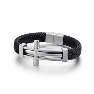 Bracelet en cuir de vachette rétro en acier inoxydable 316L, créatif et tendance, avec breloques mode - Product Image 3
