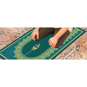 Tapis de prière islamique bleu : Décoration de mosquée, tapis de culte, tapis imprimé, tapis fin non tissé - Product Image 5