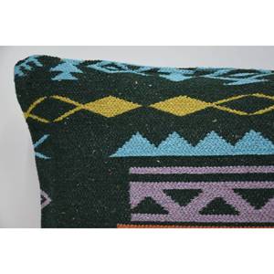 Almohada de lana púrpura de 16x24 pulgadas, cojín decorativo de tejido suave con patrón de flores geométrico tradicional y Vintage para uso en el suelo - Product Image 2