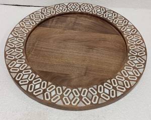 Placa de cargador con incrustaciones de hueso de madera moderna, decoración de mesa con portavelas de Metal, linternas, tarros de velas - Product Image 5