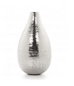 Meilleure vente de vase à fleurs en aluminium fait à la main en laiton naturel plaqué et martelé de conception ronde unique pour la maison et le jardin décoratif - Product Image 1