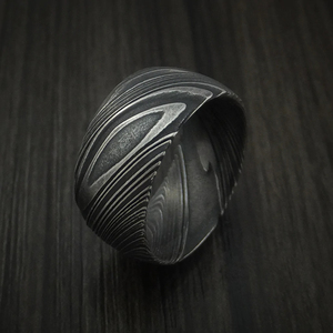 Custom Handmade Damascus Steel <b>Ring</b> Mens Wedding Band Unique <b>Wood</b> Grain Pattern Comfort Fit Jewelry Manufacturer Wholesale - Product Image 3