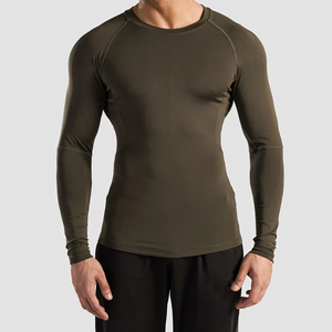 High Quality Men's MMA Rash Guard Breathable Anti-Bacterial Quick Dry Seamless Long Sleeve T-Shirt Compression Shirts OEM Custom - Product Image 1