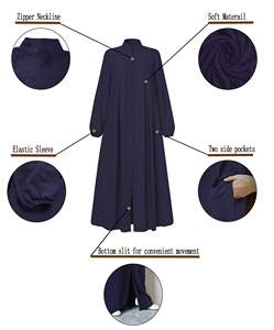 Abaya Abierta de Lujo para Mujer de Talla Grande con Detalles en Color Trufa Ciruela, Hecha en Pakistán para Venta en Línea - Product Image 3