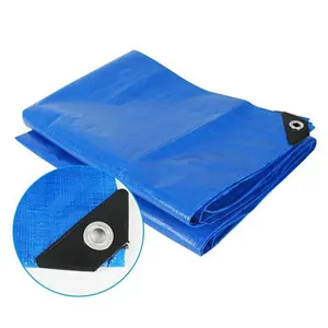 Renk blue2 yüzleri ile rulo PE tente tarps kaplama orta ağır ağırlık plastik köşeleri ile 150gsm kamyon tirpal branda