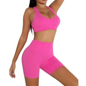 Acheter OEM ODM Activewear Yoga Femmes Sport Soutien-Gorge Short Ensemble Rembourré Sans Couture Taille Haute Gym Running Fitness Training Sets - Product Image 5