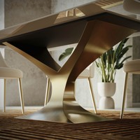 Vienna 180cm Weiß-Gold Rechteckiger Marmor-Esstisch mit Edelstahlgestell Stabiler 6-Sitzer Zeitgenössisches Design