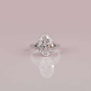 Anillo de compromiso de estilo clásico de oro macizo de 18K, anillos finos, ajuste de Halo oculto, corte ovalado acentuado, Diamante creado en laboratorio, certificado IGI - Product Image 2