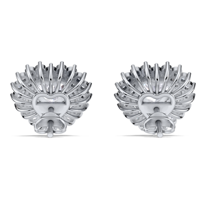 IGI Certified Lab Grown Diamond Heart Cut Halo Stud <b>Earrings</b> <b>Solid</b> 925 Sterling <b>Silver</b> Teardrop Diamond Cluster <b>Earrings</b> - Product Image 2