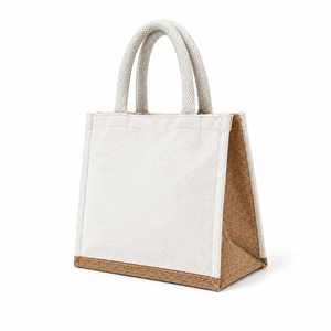 Bolsa térmica para el almuerzo de lona natural, 10 x 10.5 x 5.5 pulgadas, 310 GSM, aislada, reutilizable, con logo personalizado. - Product Image 1