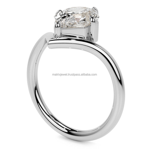 Chevron bague de mariage bande assortie 925 argent coupe hexagonale Moissanite diamant bague de fiançailles incurvée pour cadeau de noël - Product Image 6