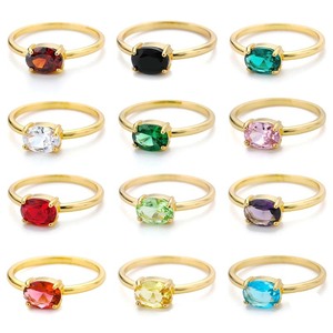 Amethyst Gold Plated Birthstone Ring 925 Sterling Silver Dainty Oval Gemstone Ring Minimalist Pinky Ring Size 6x8mm Gift for Her - Product Image 2