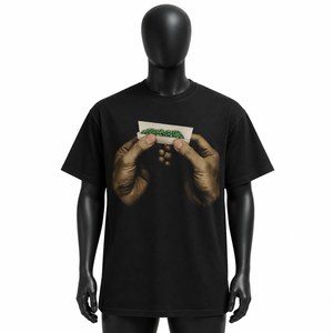 Camiseta negra de manga corta para hombre, informal, de corte regular, cuello redondo, de algodón. - Product Image 1
