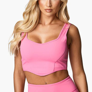 Sujetador Deportivo Sin Costuras de Alta Calidad, Transpirable, con Logotipo Frontal Simple, para Mujer, para Yoga y Entrenamiento, con Soporte Medio - Product Image 1
