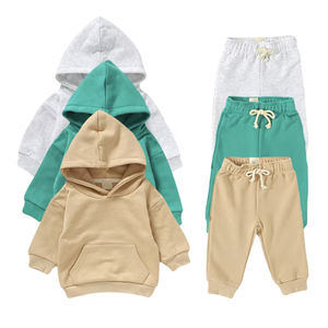 Conjuntos de ropa para niños, chándal de lana personalizado para bebés y niños, conjunto de sudaderas con capucha y pantalones de chándal, conjuntos de Sudadera con capucha para bebés Unisex para Otoño e Invierno - Product Image 6