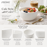 Vaisselle en porcelaine fine polie, vente en gros, bol à céréales, soupe et riz de 5,5 pouces, blanc, motif floral en relief, prix imbattable en gros