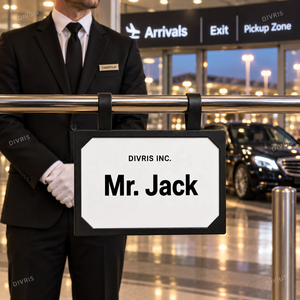 Panneau d'affichage des noms des invités en cuir noir Divris avec fenêtre pour l'avis de colis reçus à l'aéroport - Product Image 5