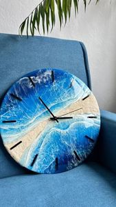 LOOK Epoxy Resin Wall Clock Modern Design Wedding Home Decor Customized Size <b>Battery</b> <b>Operated</b> Handmade Quality - Product Image 6