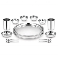 Service de table de haute qualité de 4 pièces, assiettes, bol en verre et cuillère, haute qualité, vente en gros, taille et logo personnalisés