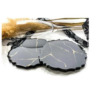 Handmade <b>Black</b> round Stone <b>Coasters</b> Dining & Kitchen Mats & Pads for Office Desktop Use - Product Image 2