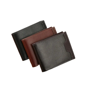 Meilleur prix Portefeuille antivol en cuir véritable pour hommes sur mesure avec doublure en polyester fermeture ouverte courte longueur de haute qualité - Product Image 1