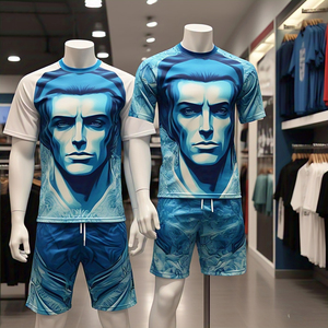 Sublimación personalizada camiseta pantalones cortos conjunto de secado rápido para hombres 100% poliéster impresión pantalones cortos conjuntos verano playa camiseta pantalones cortos de dos piezas - Product Image 4