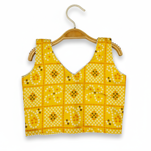 Ensemble Lehenga Choli traditionnel jaune Bandhani de Shoryam Fashion, longueur au sol, séchage rapide, pour filles |   Fête de mariage Diwali pour enfants - Product Image 2