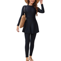 Trajes de baño islámicos de manga larga para mujer Modest Muslim 4 PCS | Full Cover Rash Guard | Traje de baño árabe
