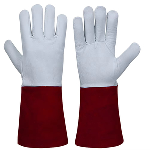Guantes de cuero de vaca de doble seguridad de diseño personalizado para construcción industrial y equipo de protección de soldadura - Product Image 5