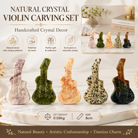 Decorative Crystal Violin Carving, Natural Stone Musical Instrument Sculpture for Musicians and Unique Gift Ideas
