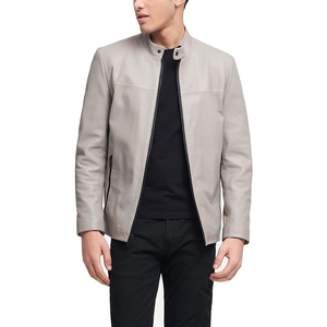 Chaqueta de Cuero para Hombre de Diseño Moderno, Cuello Redondo, Logotipo Frontal, Estilo Vintage, Impermeable, Reversible y Transpirable para Invierno - Product Image 1