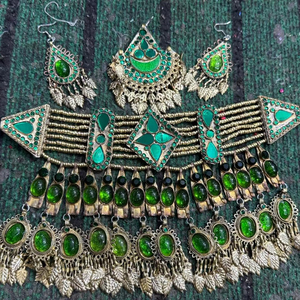 Style traditionnel afghan collier boucles d'oreilles ensemble vente chaude nouveaux bijoux anciens colliers faits à la main boucles d'oreilles ensembles de bijoux - Product Image 1