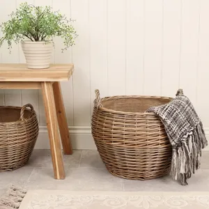 Large Rattan Woven Baskets for Clothing Storage & Organization Bamboo Home Products for Bathroom