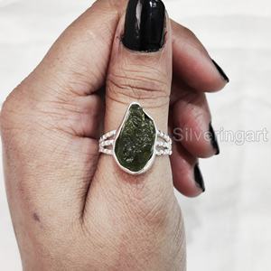 Joyería de piedra en bruto, anillo para mujer, piedra preciosa de peridoto cruda Natural, piedra natal de agosto, banda dotada de aniversario, anillo de Plata de Ley 925 - Product Image 2
