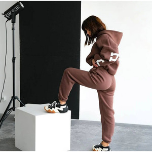 Custom Logo Hoodies and Sweat Pants Jogger <b>Set</b> Woman, Women Tracksuit 2 Two Piece <b>Set</b> Sweatpants and Hoodie <b>Set</b>, Women Hoodies - Product Image 4