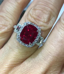 Anillo de compromiso de rubí Hermoso anillo de plata esterlina Regalo para boda Regalo de joyería personalizado para ella - Product Image 4