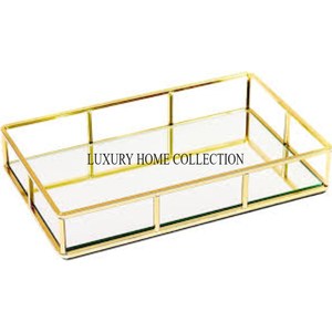 Bandeja de espejo de vidrio de metal de estilo europeo único con atractivo antiguo diseñado para servir un desayuno elegante y una decoración elegante - Product Image 3