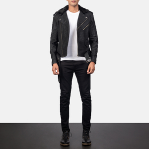 Veste en cuir de vachette de haute qualité pour homme, pour l'hiver, avec col montant et logo sur le devant, imperméable et écologique, coutures sécurisées - Product Image 6