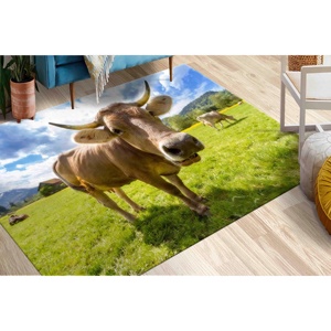Alfombra de Chenilla con Diseño de Vaca: Alfombra Divertida con Animales de Granja, Decoración para Sala de Estar - Product Image 2