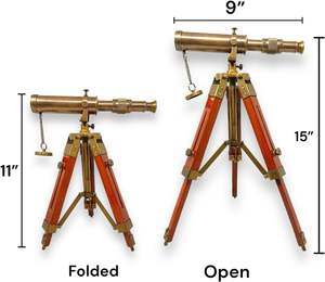 Telescopio náutico antiguo hecho a mano, fabricante de catalejos de latón con trípode, patas de madera, decoración Vintage, telescopio marino único - Product Image 4