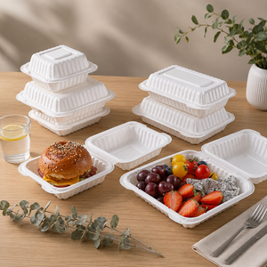 Contenants jetables blancs 3H à clapet (150/paquet) sans BPA, compatibles micro-ondes, avec charnière, pour la restauration à emporter et les plats à emporter - Product Image 4