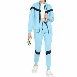 Ensemble deux pièces personnalisé pour femmes Ensembles de jogging pour femmes Vêtements d'entraînement décontractés à rayures pour femmes Survêtements d'entraînement - Product Image 1